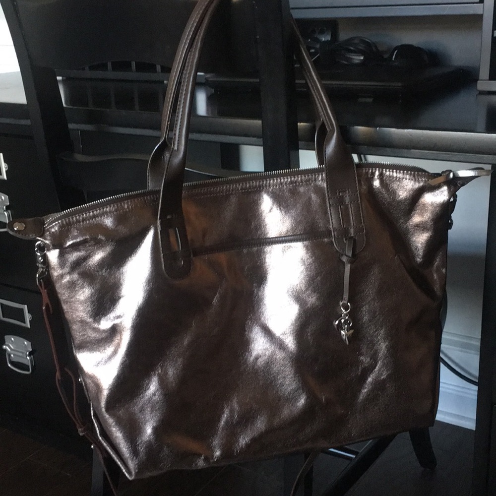 Stella and Dot pewter color satchel purse